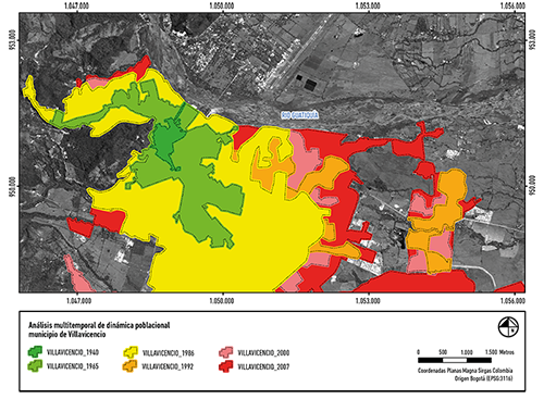 Din&aacute;mica de expansi&oacute;n de Villavicencio en un periodo de 67
    a&ntilde;os.