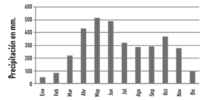 Precipitaci&oacute;n mensual multianual - estaci&oacute;n Unillanos.