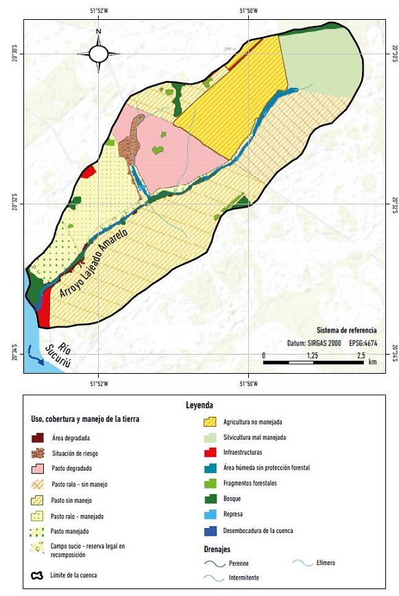 Uso, cobertura y manejo de la tierra en la cuenca hidrográfica del arroyo Lajeado Amarelo, 2015. 
