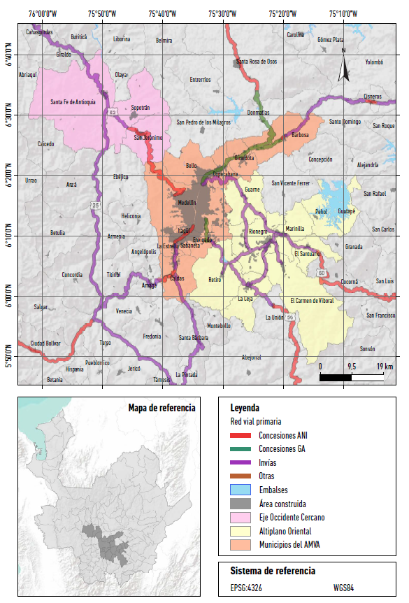 Zonas de la regi�n metropolitana de Medell�n.