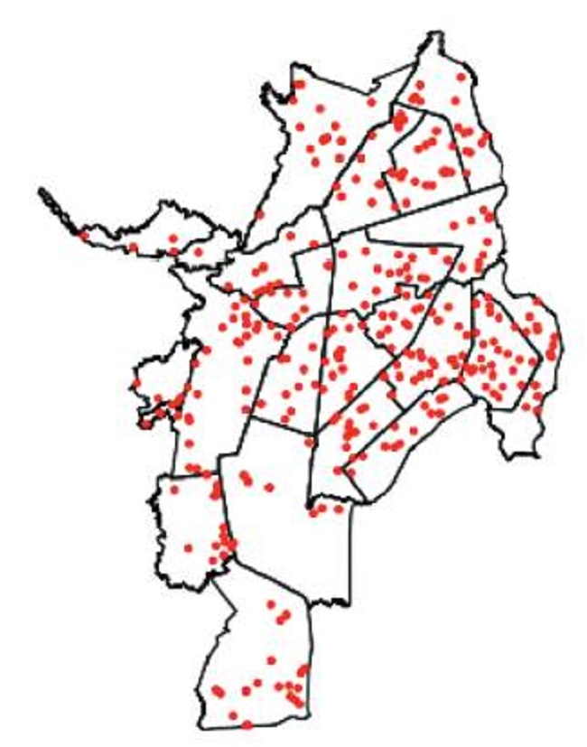 Map of Cali with the Distribution of Schools