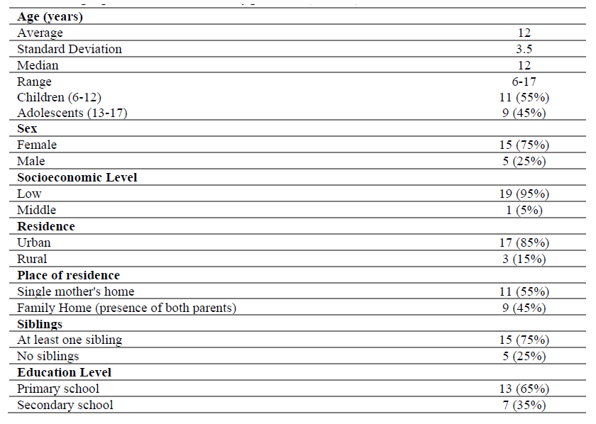 Sociodemographic characteristics of patients (n = 20)