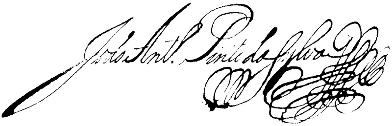 Assinatura de João António Pinto da Silva (1719-1801) em 1785.