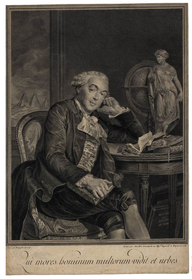 Retrato de D. Jo�o Carlos de Bragan�a, 2� Duque de Laf�es: gravura de Juste Chevillet, 1781, representando uma vers�o espelhada do quadro a �leo de Louis Rolland Trinquesse [vd. a se��o de refer�ncias].