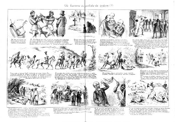 Ilustra��es de Angelo Agostini sobre os crimes de Para�ba do Sul. Revista Ilustrada, edi��o de 11 de agosto de 1886.