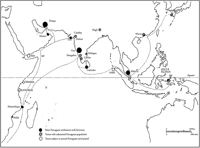 O Império marítimo português, c. 1580.