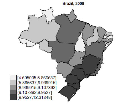 Average Brazilian exports in 2008, by region