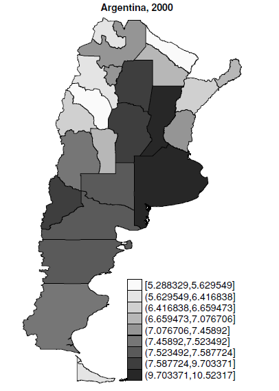 Average Argentinean exports in 2000, by region