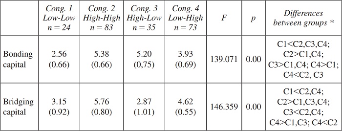 K-means conglomerates analysis of social capital