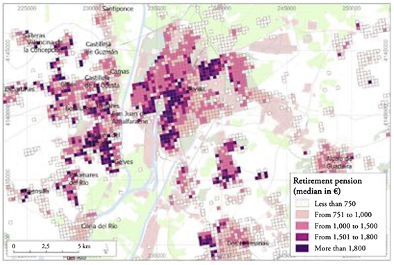 Retirement pension income in Seville
