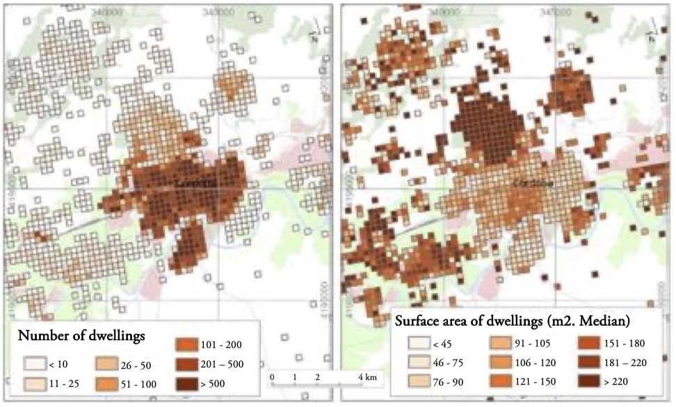 Total number and size of dwellings in Cordoba