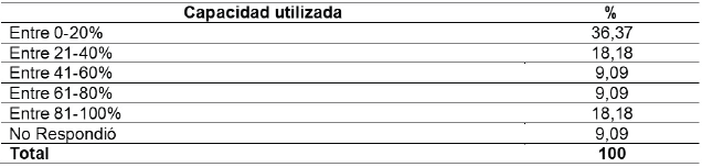 Capacidad
utilizada por la empresa durante el último año