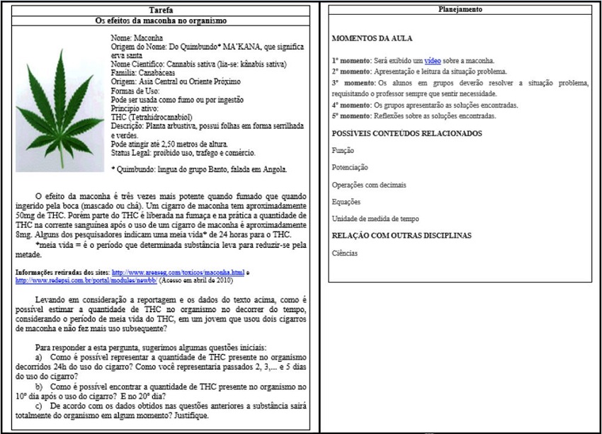 &ndash; Tarefa e planejamento do Material Curricular Educativo sobre Maconha