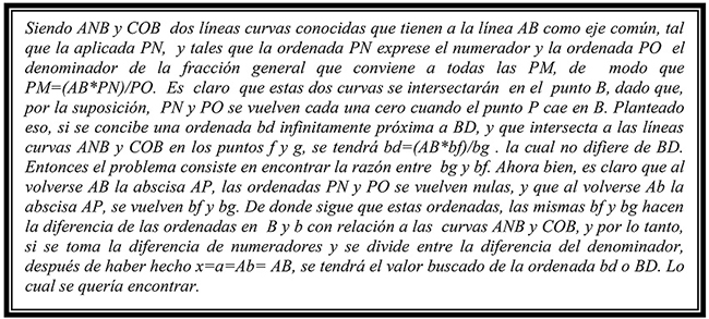 Traducci&oacute;n de la soluci&oacute;n del problema en la obra de L&rsquo;H&ocirc;pital (L&rsquo;H&ocirc;pital, 1998, p.259-260)