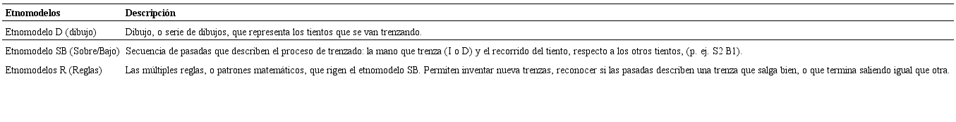 Descripci&oacute;n de los etnomodelos