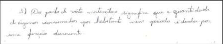 Registro de E1 para a Quest&atilde;o 1 do question&aacute;rio