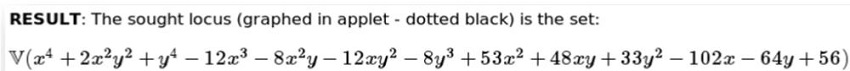 &ndash; Ecuaci&oacute;n de grado 4 del caracol de Pascal dada por &ldquo;LocusGC&rdquo;. &ldquo;Ecuaci&oacute;nLugar&rdquo; da una ecuaci&oacute;n de grado 6.