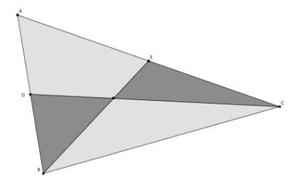 &ndash; Triangle, two medians and triangles formed with medians&rsquo; point of intersection and half edges.