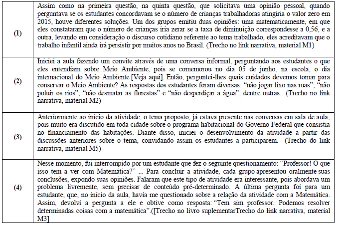 Trechos das narrativas dos MCEMM