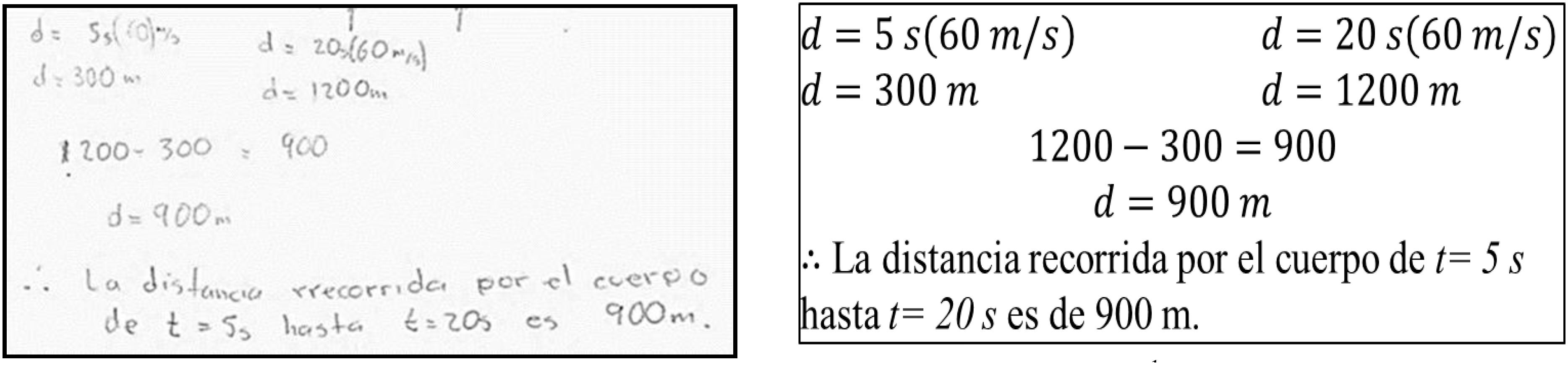 Usando la f&oacute;rmula d=vt para t=5 y t=201
						