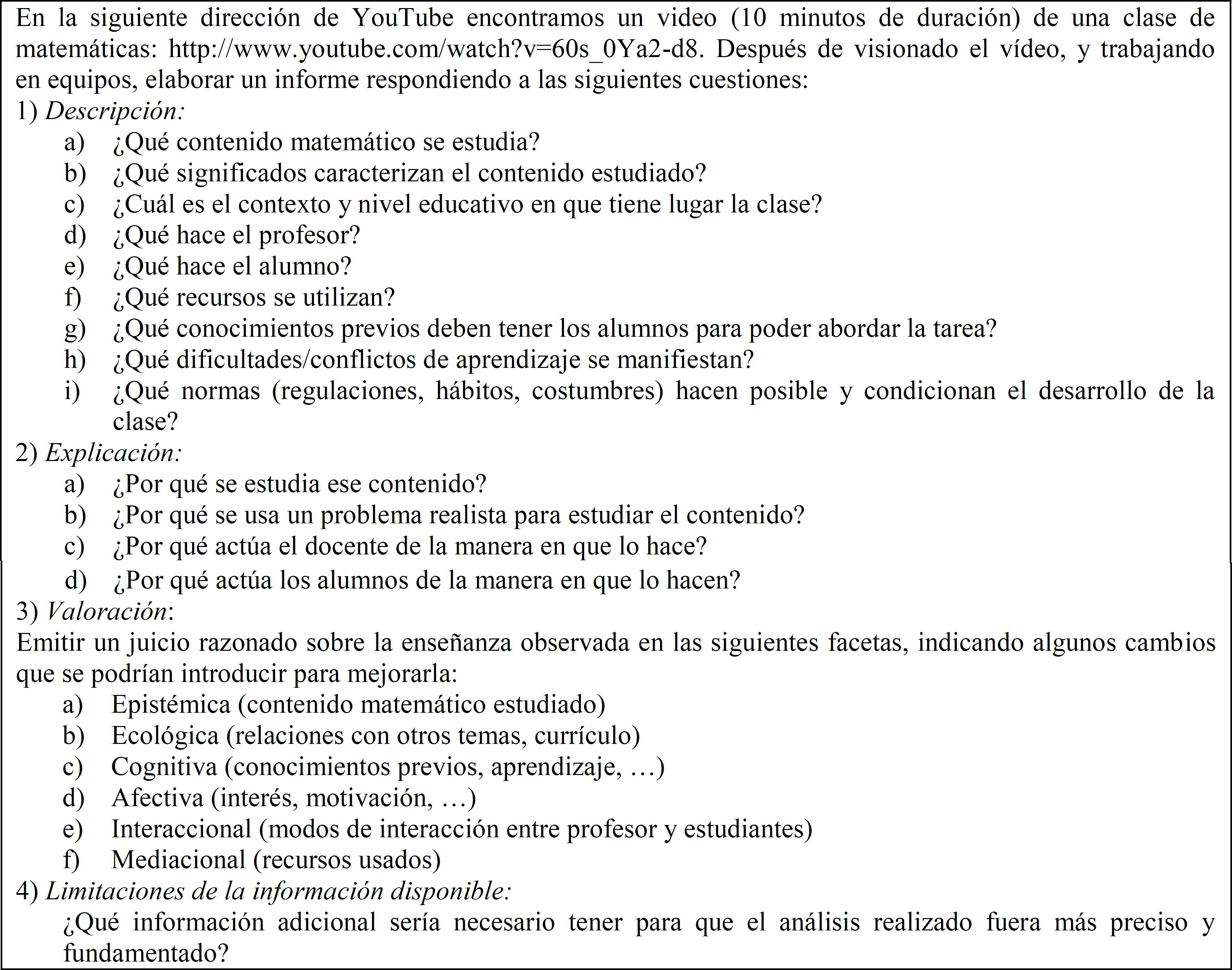 Análisis de un episodio de clase video-grabado