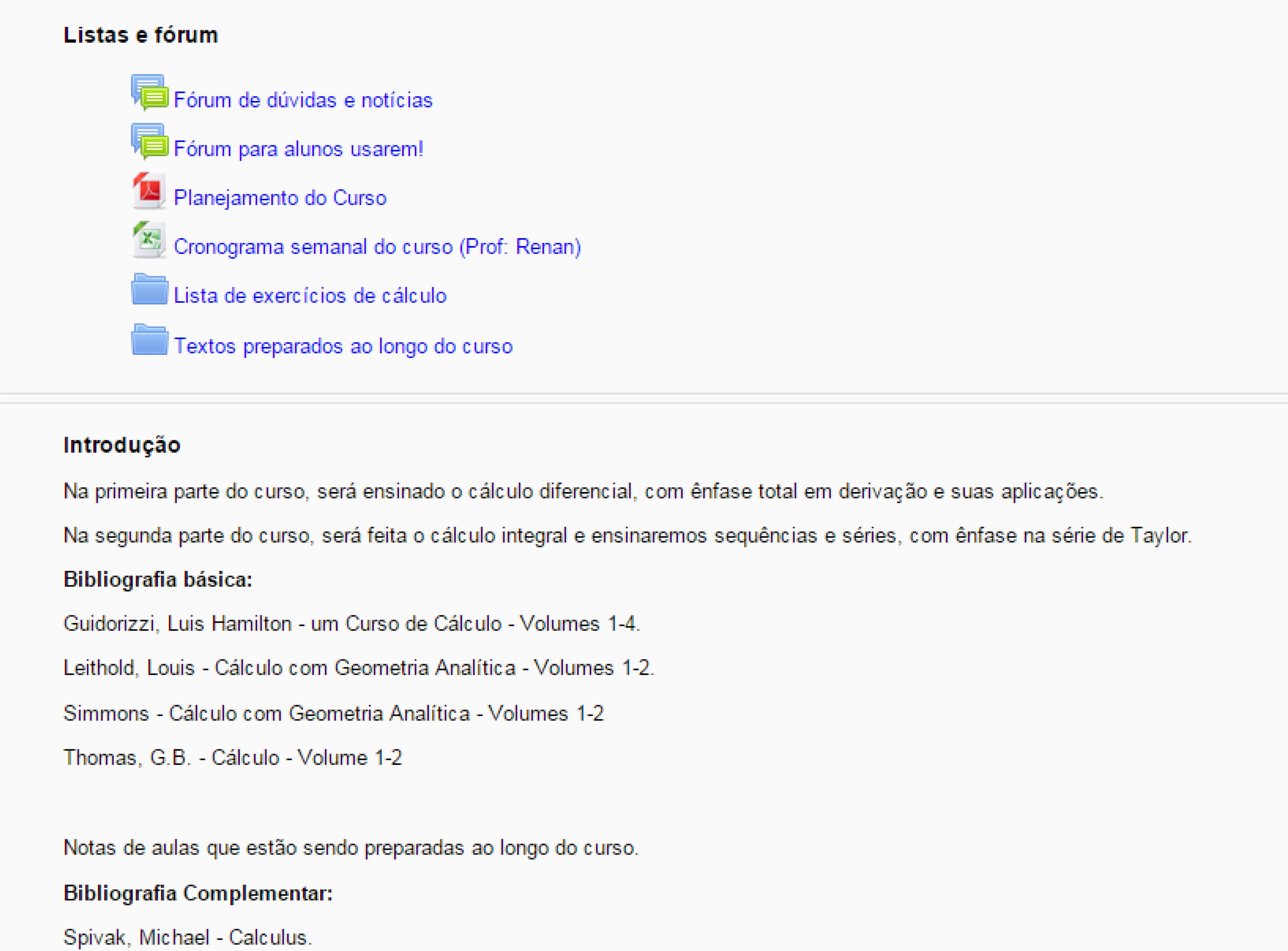 Organiza&ccedil;&atilde;o do Site da Disciplina