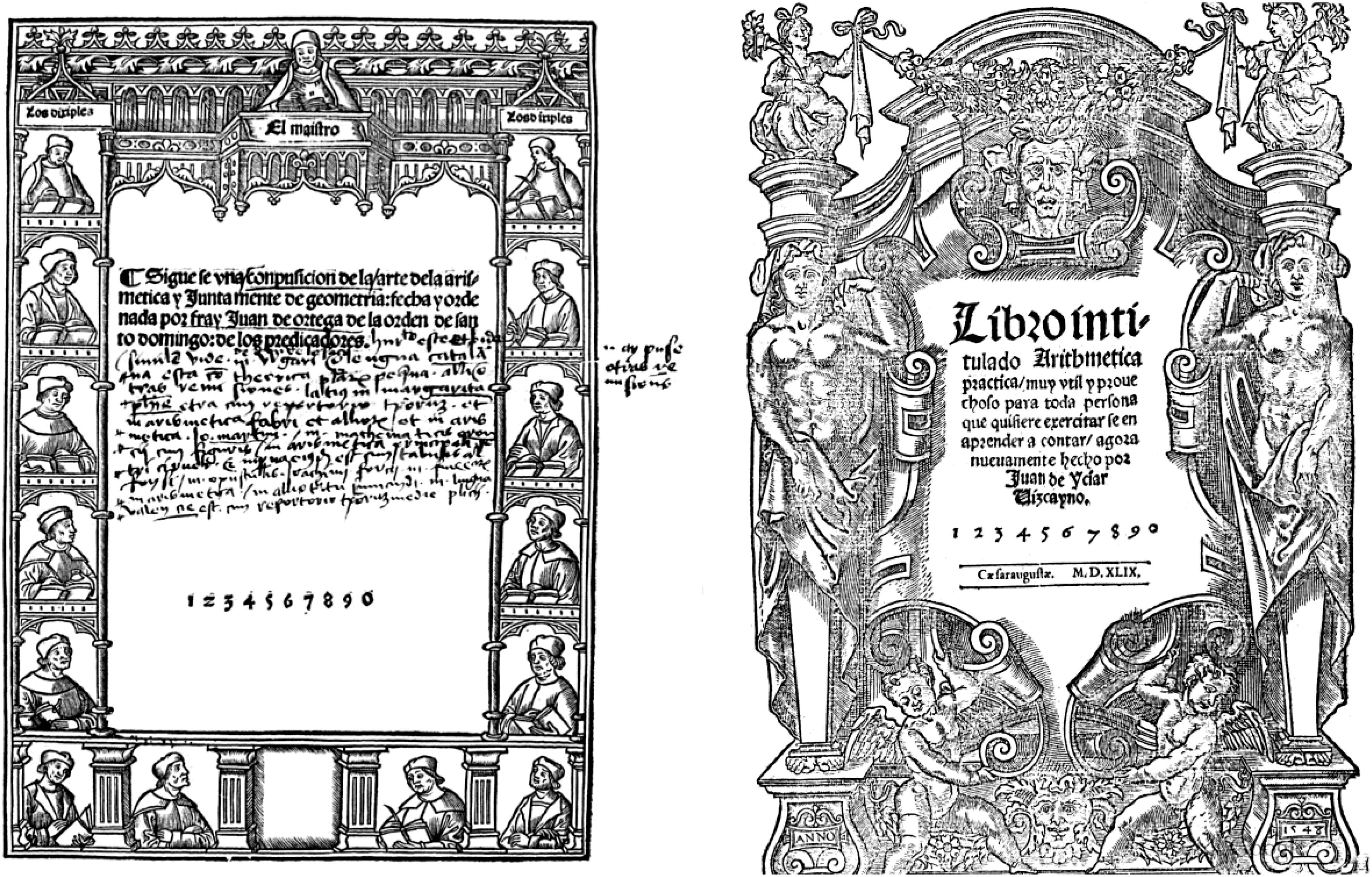 Portadas de la obra de Juan de Ortega y de la de Juan de Yciar