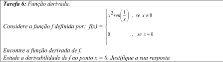 Tarefa proposta aos estudantes para derivar