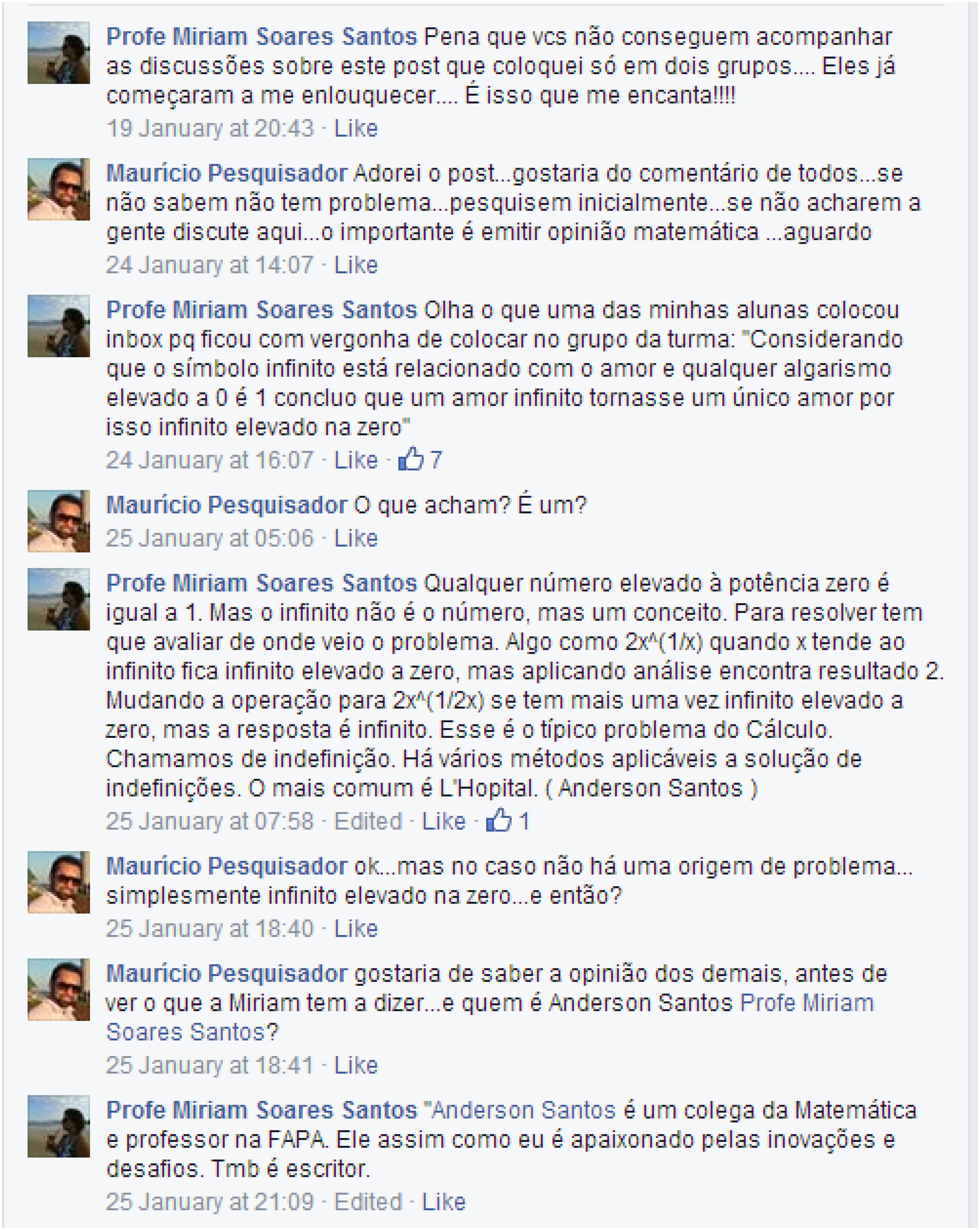 Comentários sobre quanto é infinito elevado na potência de zero