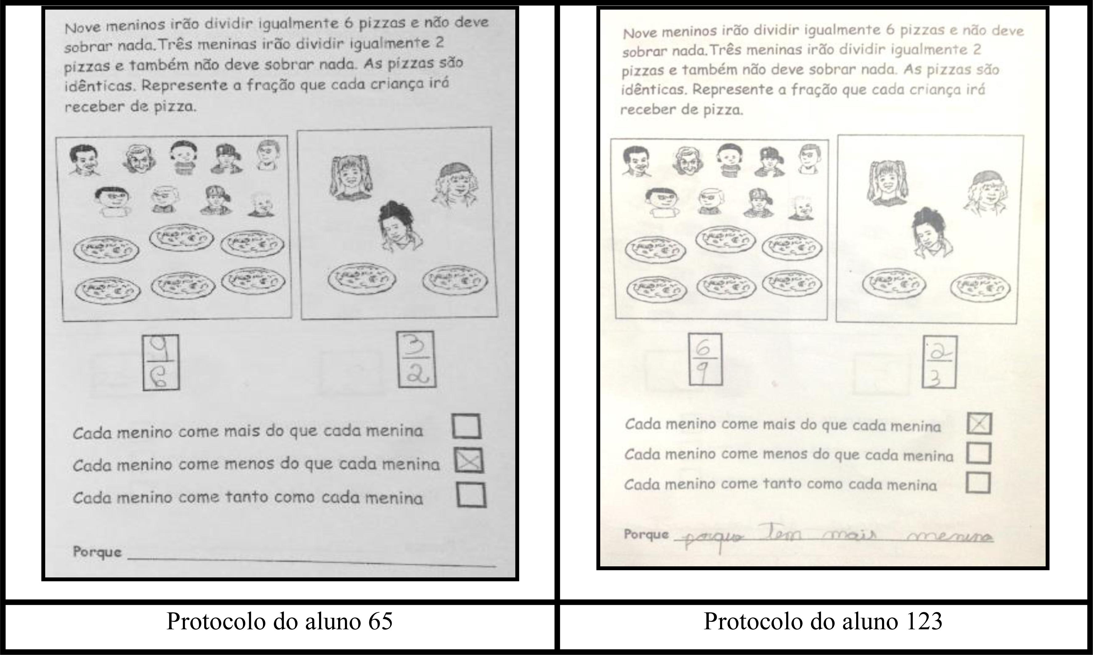 Protocolos exemplares: alunos 65 e 123