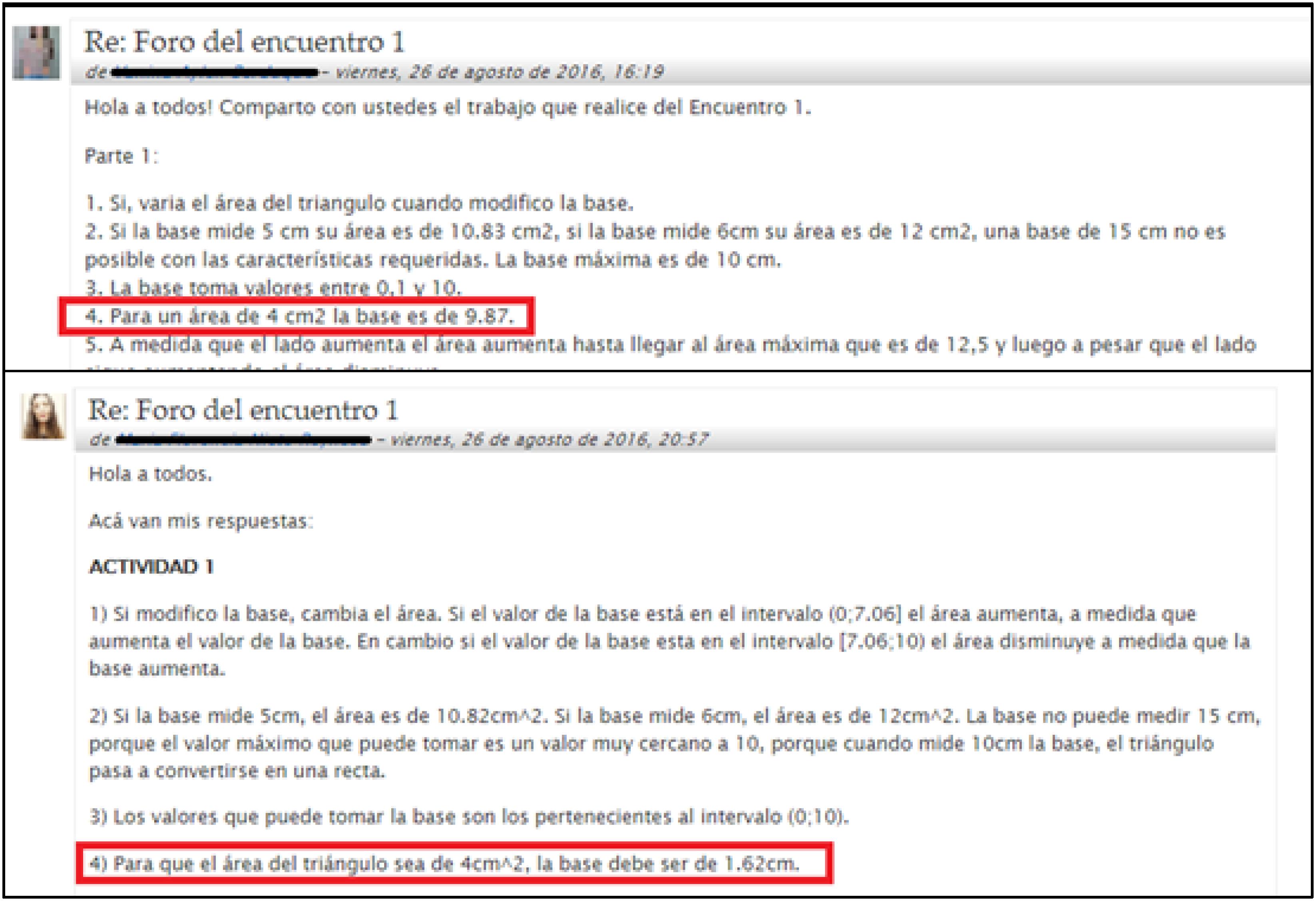 Ejemplos de intervenciones en el foro del curso en l&iacute;nea en las que los participantes encuentran una sola soluci&oacute;n