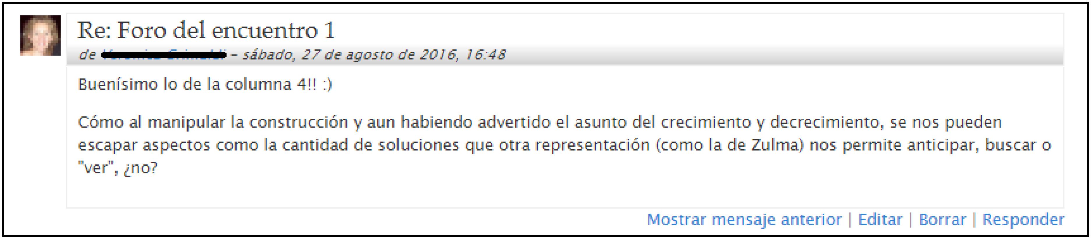 Ejemplo de una participante que advierte la limitaci&oacute;n del procedimiento y c&oacute;mo superarla