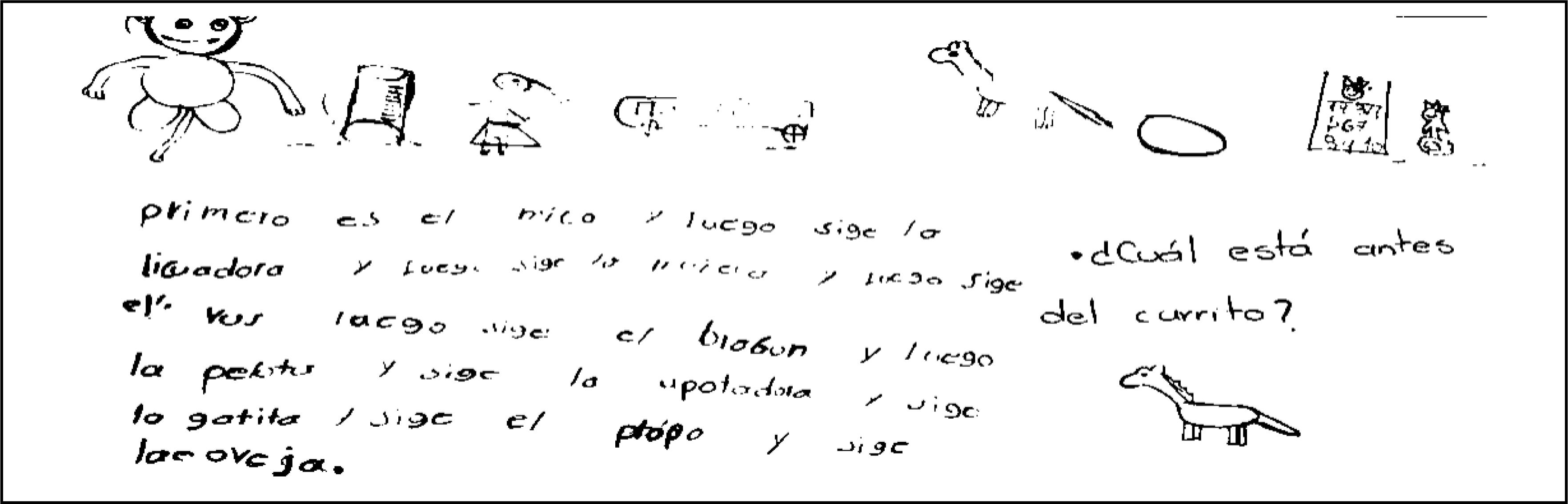 Expresi&oacute;n escrita del orden establecido en los juguetes