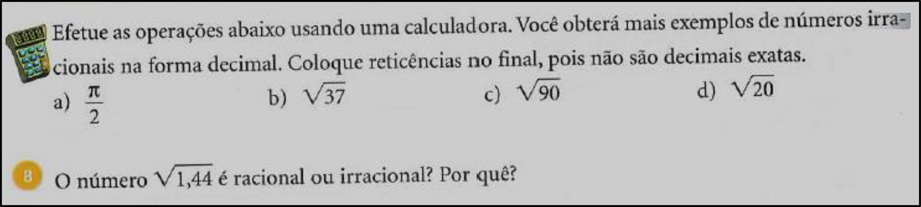 Exemplos de exerc&iacute;cios com n&uacute;meros irracionais