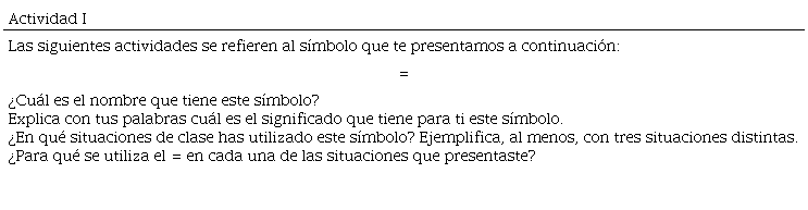 Actividad I del cuestionario aplicado a los estudiantes