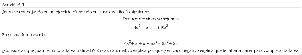 Actividad II del cuestionario aplicado a los estudiantes