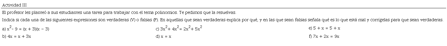 Actividad III del cuestionario aplicado a los estudiantes
