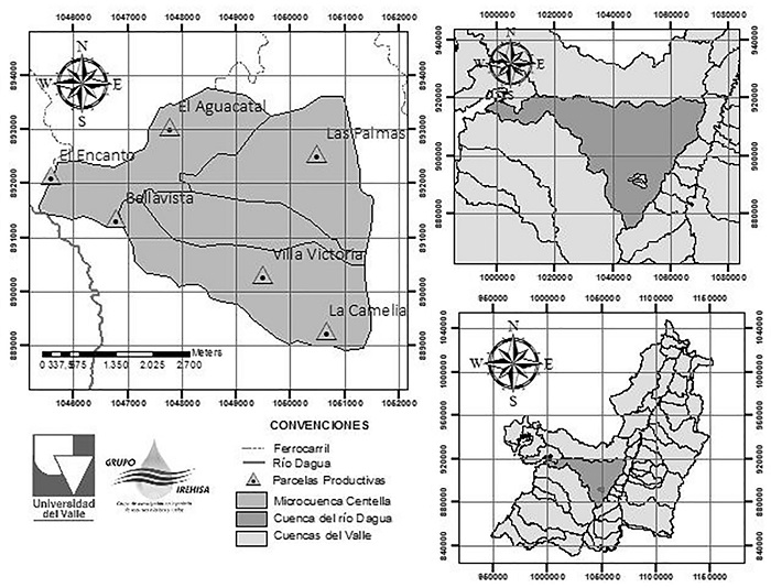 Ubicación geográfica de las parcelas productivas evaluada. 