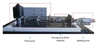 Rear view of the plastic extruder. 