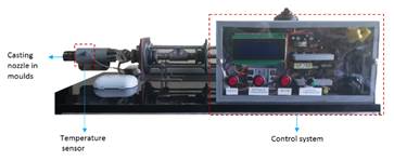 Front view of the plastic extruder. 