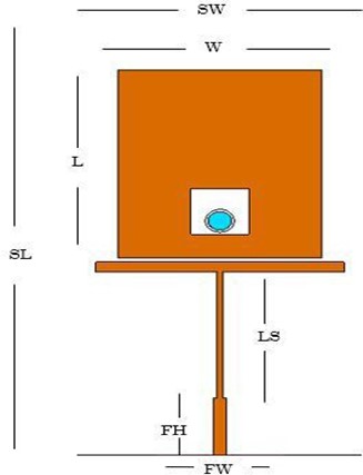 Dimensiones del sensor ajustado para 2.45 GHz.