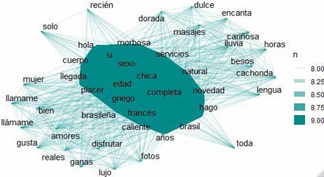 d) Red de palabras utilizadas