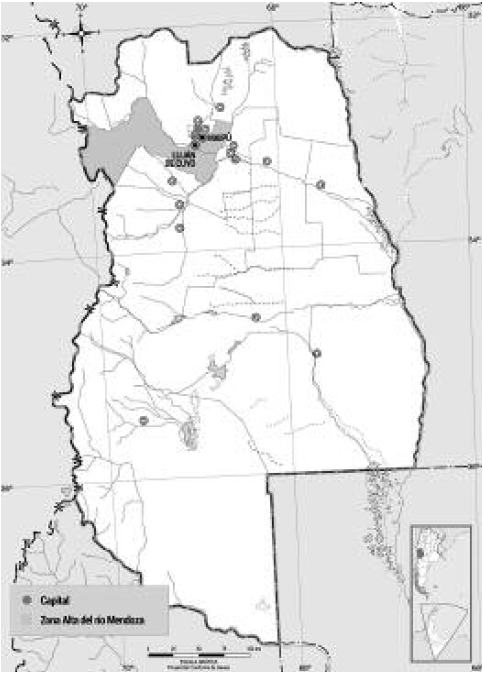 Provincia de Mendoza. Marcaci&oacute;n Zona Alta del r&iacute;o Mendoza
