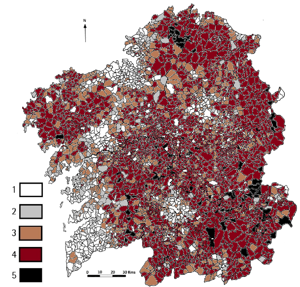 Evolución de la población a escala parroquial entre 2000 y 2015