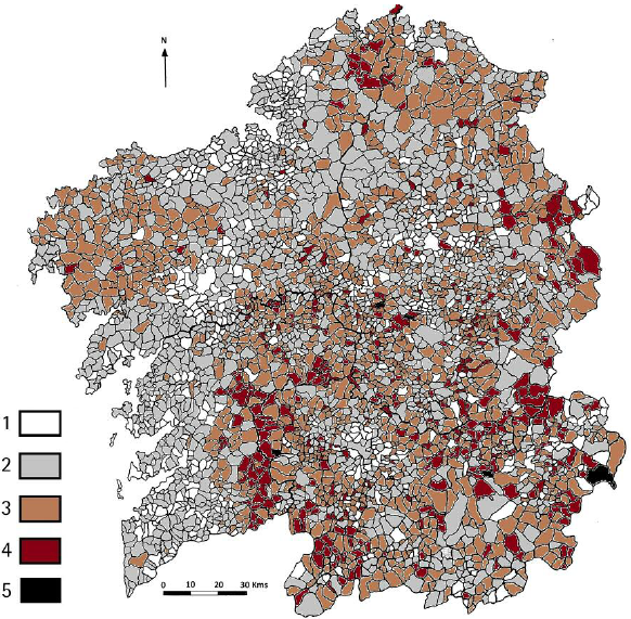 Evolución de la población a escala parroquial entre 2010 y 2015