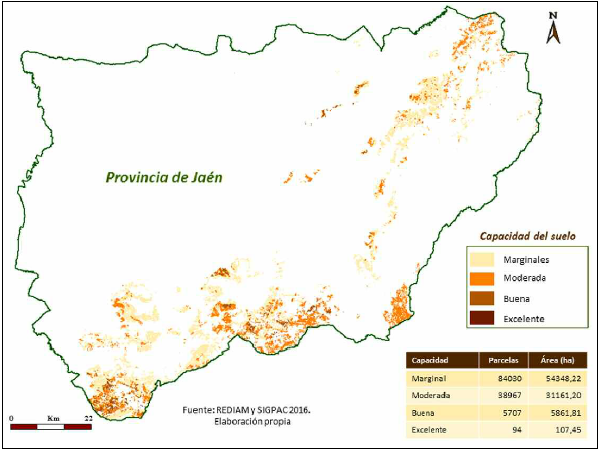 Los olivares de monta&ntilde;a seg&uacute;n la capacidad de uso del suelo