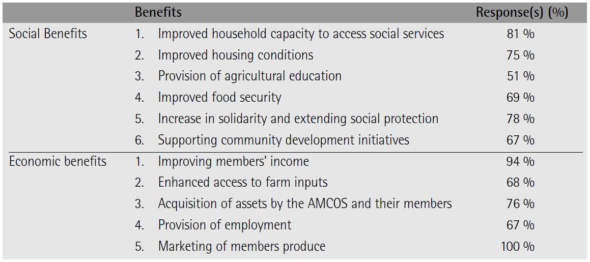 Social and economic benefits of agricultural marketing co-operatives