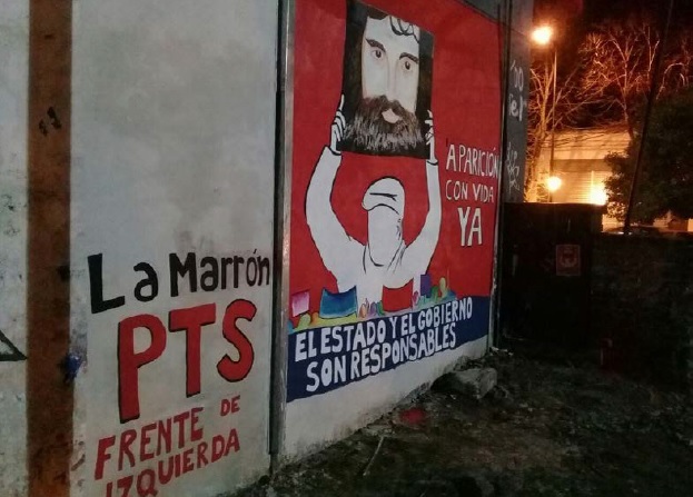 Mural colectivo en el centro de Los Hornos, realizado por estudiantes terciarios, docentes y trabajadores, calles 137 y 60, La Plata, 2017.