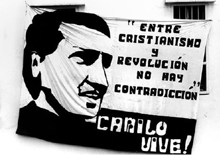 Imagen que representa a Camilo Torres, cura de la teologia de la liberacion y militante del Ejercito de Liberacion Nacional (ELN), muerto en el primer combate en el que participo.
