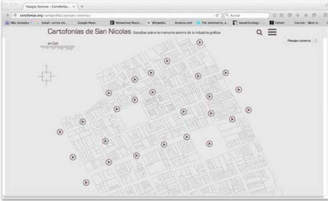 Captura de pantalla de la cartografa sonora del barrio San Nicols en Cali.